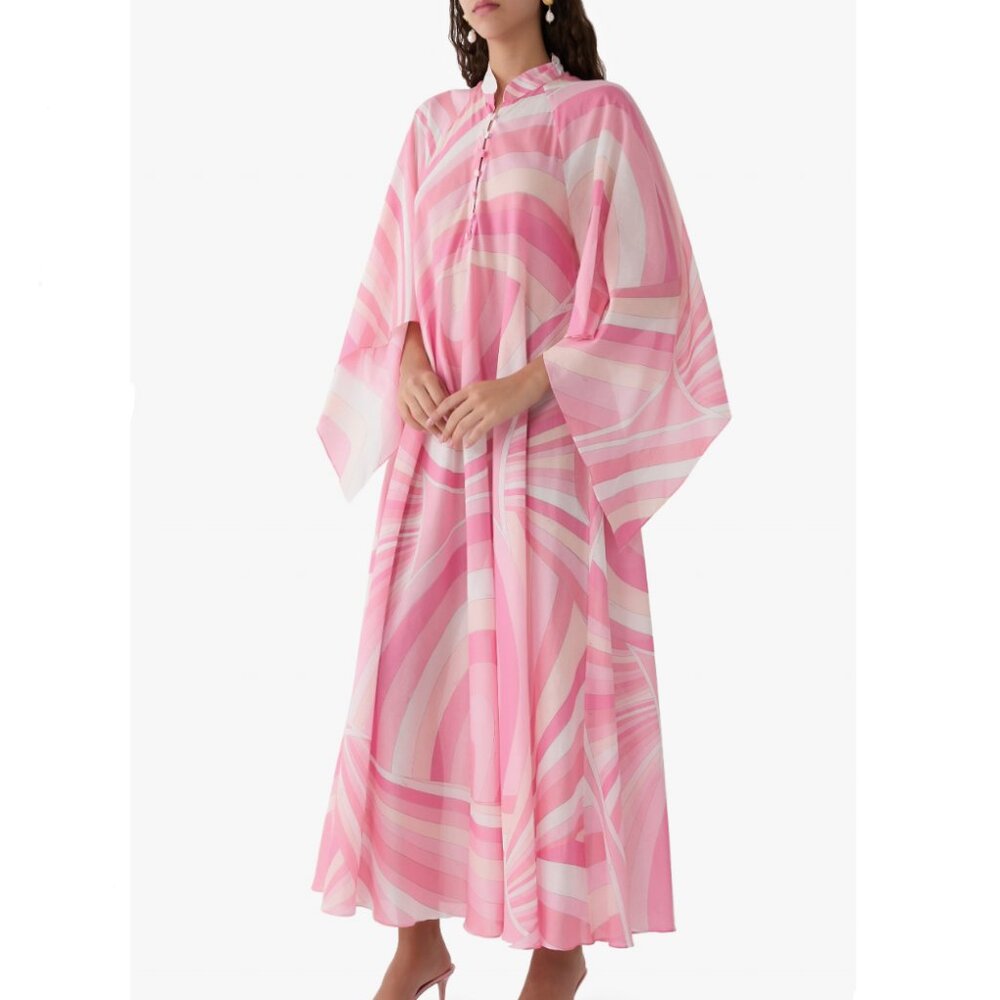 Pucci Pembe Desenli Kaftan